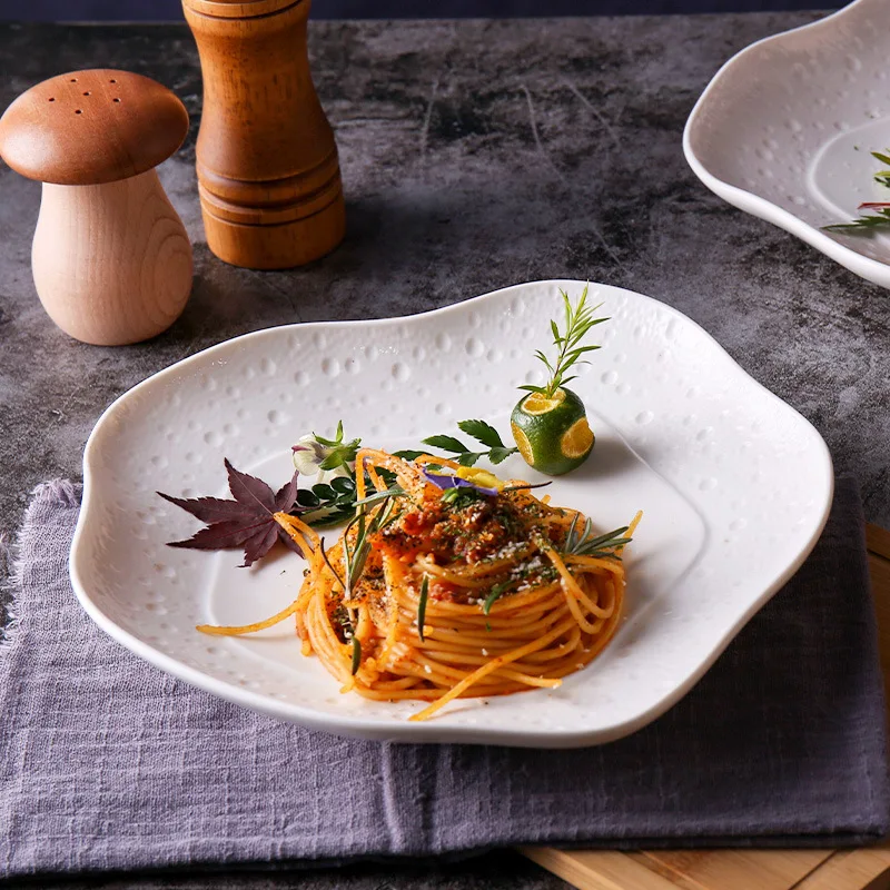 Irregular Starry Sky Plates for Hotel Restaurant White Creative Serving Dishes for Cold Hot Food