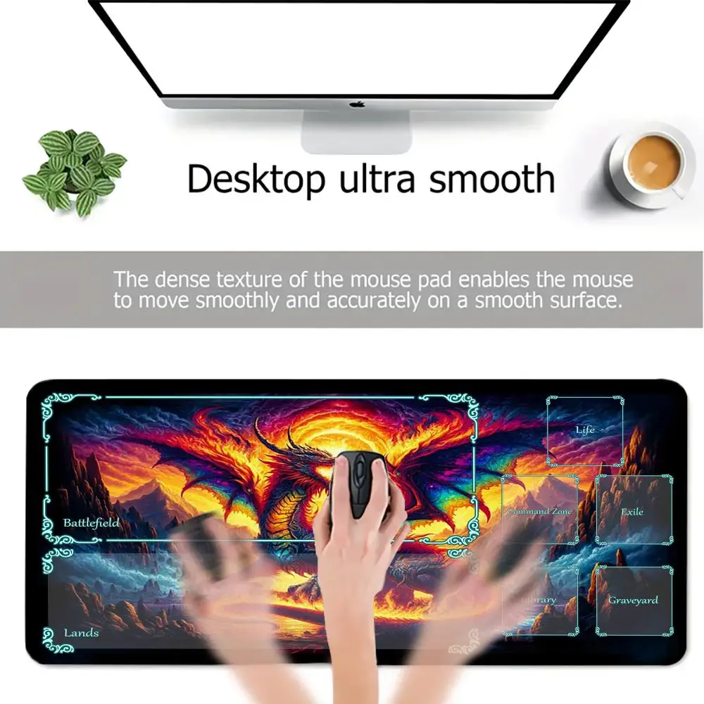 60x35cm Flying Dragon Design Playmat Trading Game Card Pad with Magic Area Anti-slip pads for Rune Battlefield Parties MTG TCG