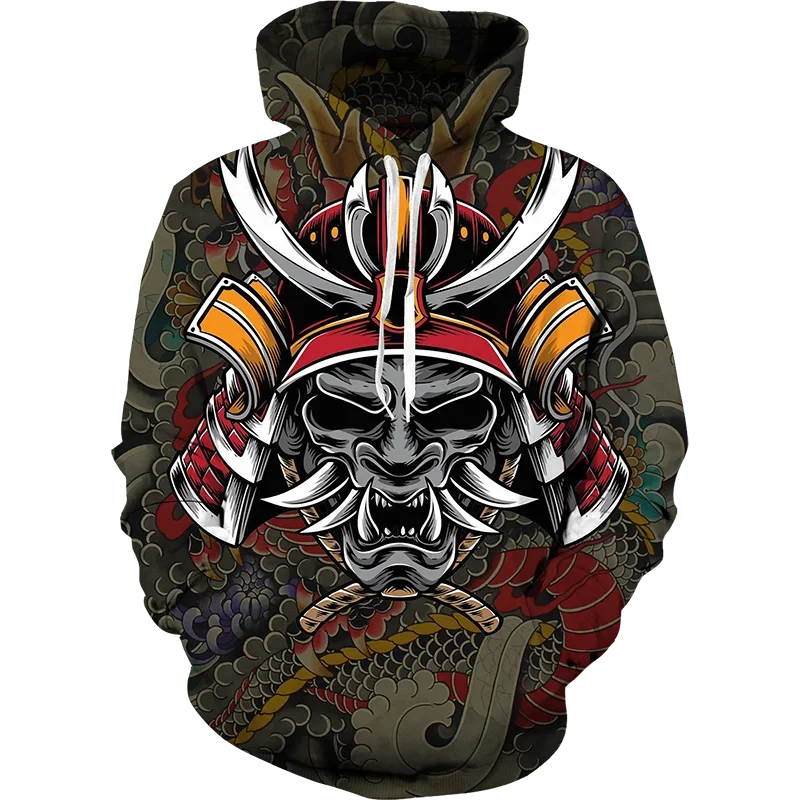 Nieuwe Oogverblindende Coole Anime Hoodie 3d Japanse Samurai Sweatshirt Mannen/Vrouwen Mode Zwarte Hoodies Pullover Herfst En Winter Kleding