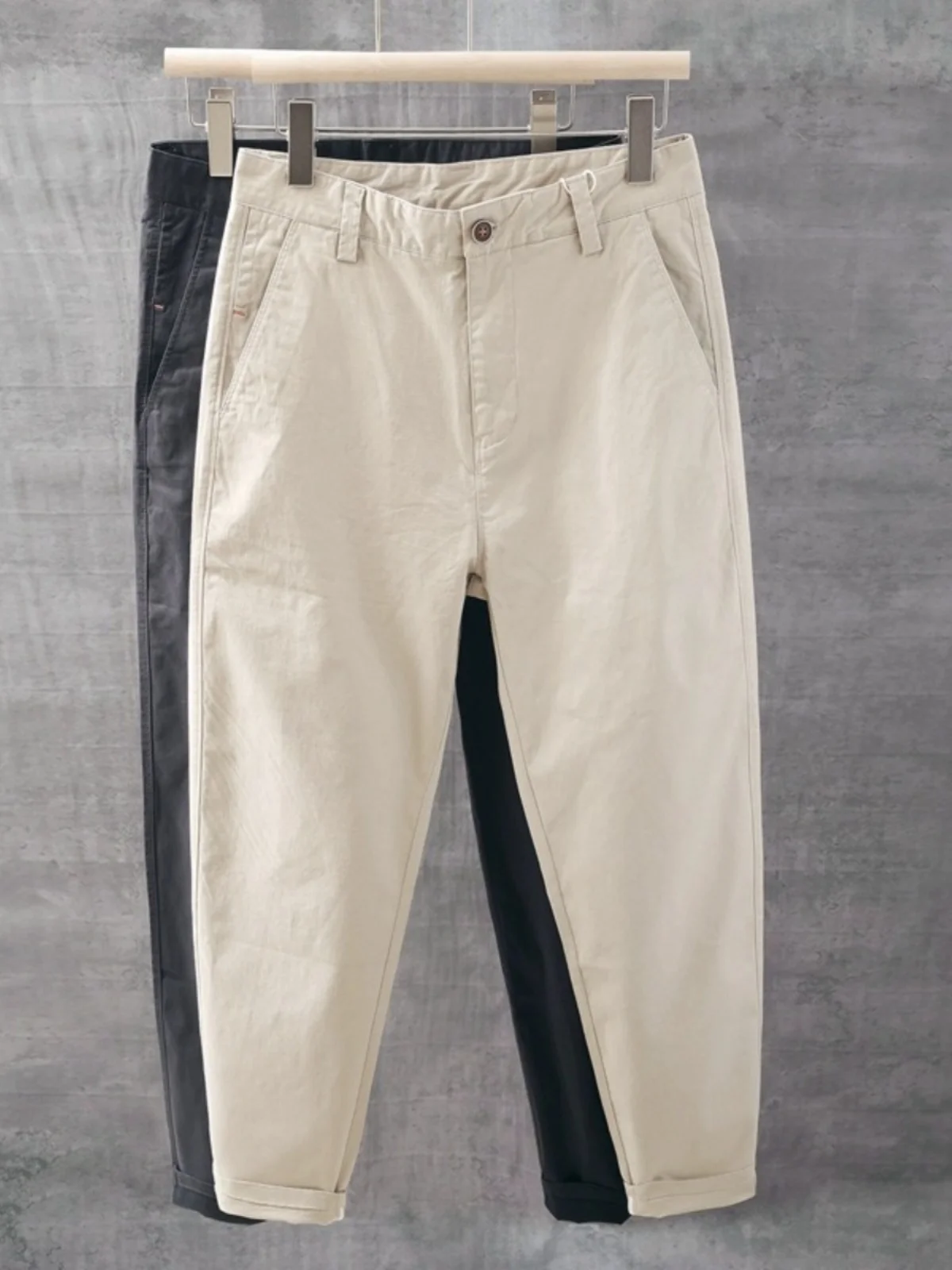 

Мужские повседневные хлопковые брюки, летние тонкие модные корейские брюки, облегающие брюки с девятью точками, дышащие, удобные, прямые...