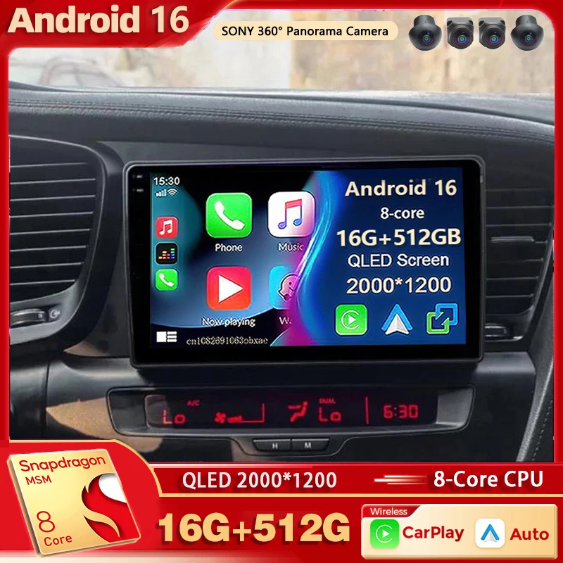 Android 16 For KIA K5 Optima 3 2011-2015 2K QLED Android Car Radio Multimedia Video Player GPS AI Voice CarPlay Head Unit Stereo