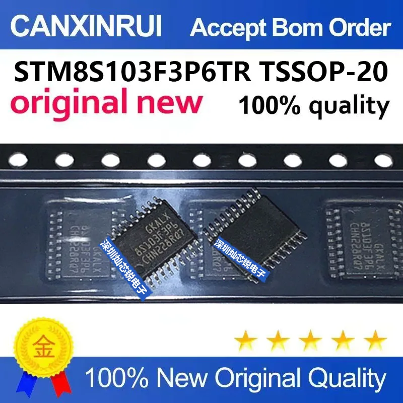 (5-100pieces)Brand New Original STM8S103F3P6TR TSSOP20 16MHz 8KB Flash 8-bit Microcontroller MCU