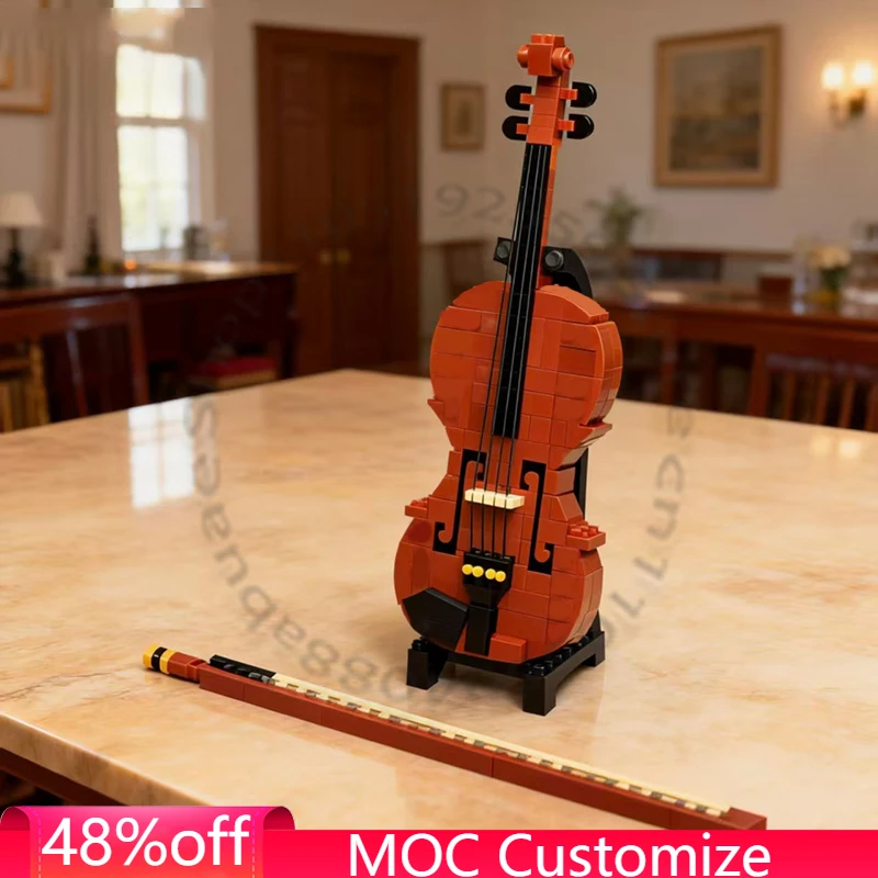 

281 деталь: Романтическая скрипка MOC, модульный конструктор, креативный дизайн, развивающая обучающая игрушка, DIY, подарок для мальчика на день рождения