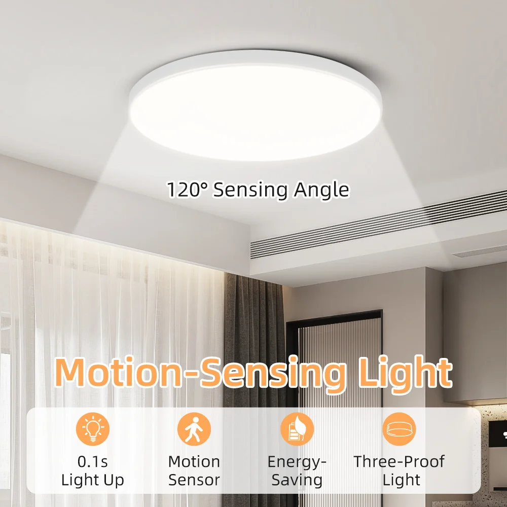 

Светодиодный потолочный светильник с умным датчиком и индукцией человека для гаража, двери в стиле лофт, прихожей, верхней ванной комнаты - энергосберегающее освещение