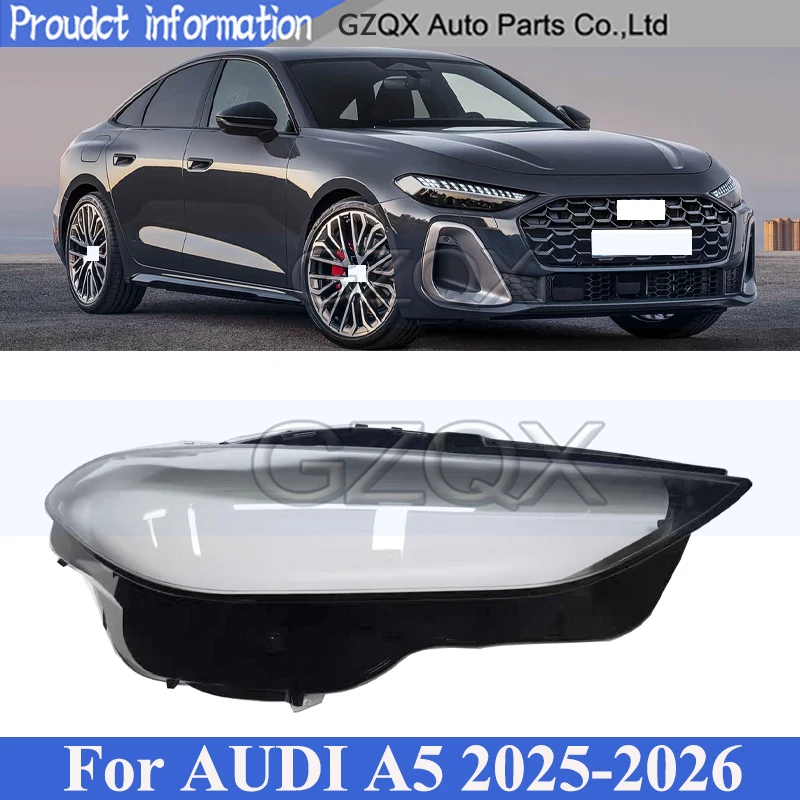 

Прозрачная крышка-рассеиватель передней фары CAPQX для AUDI A5 2025-2026, стеклянная линза фары