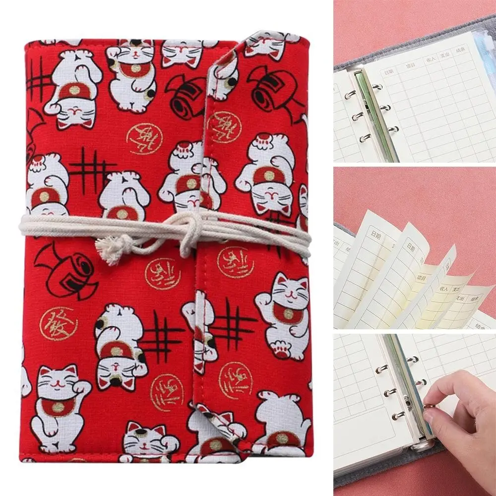 

Cute Lucky Cat Saving Money Notebook DIY Diary Agenda Planner Money Saving Challeng Large Capacity Save Money Binder Notebook