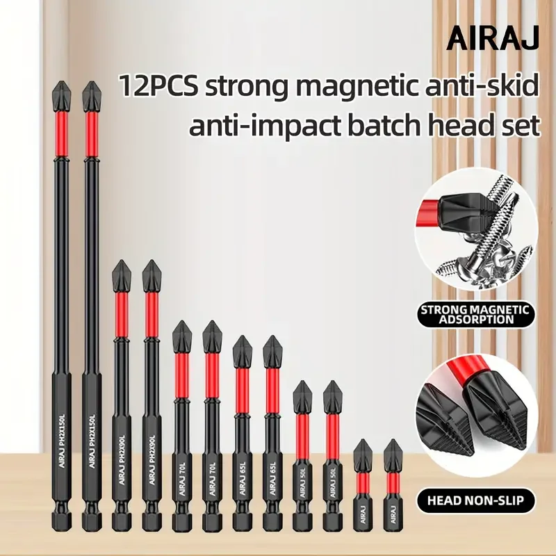

Набор магнитных противоскользящих сверл из 6 предметов: сталь S2, крестообразные и ударные биты для электрических и ручных отверток, магнитная противоскользящая ручка