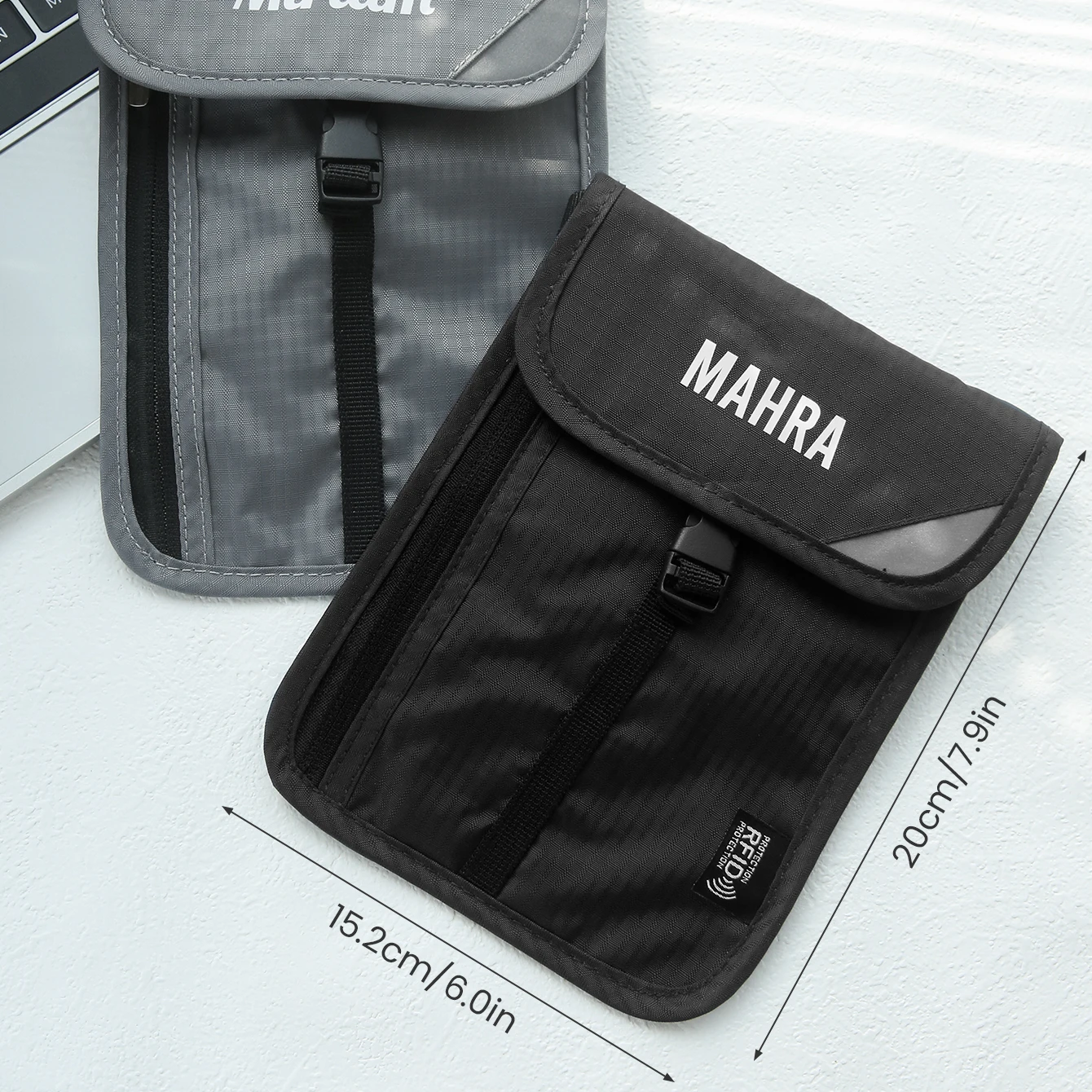 맞춤 인쇄 이름 RFID 차단 넥 여행 지갑 도난 방지 여권 휴대폰 크로스백 다용도 포켓 문서 홀더
