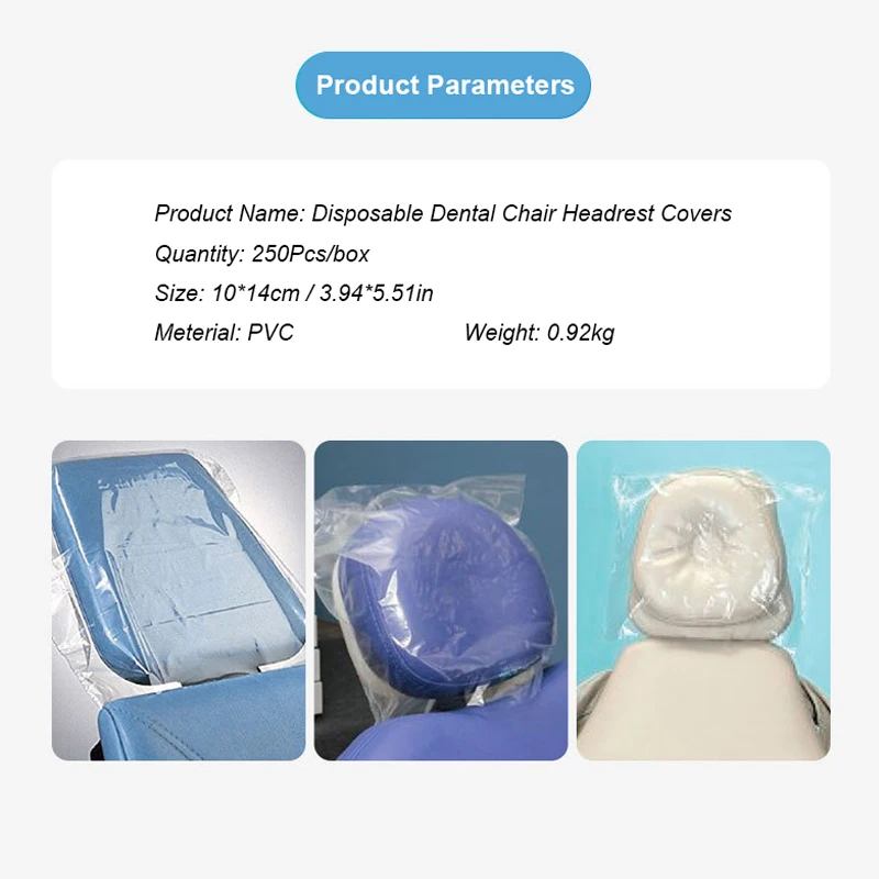 250Pcs/box Disposable Dental Chair Headrest Covers 10*14cm Protective Sleeves Prevent Infection Dentist Clinic Consumable Supply