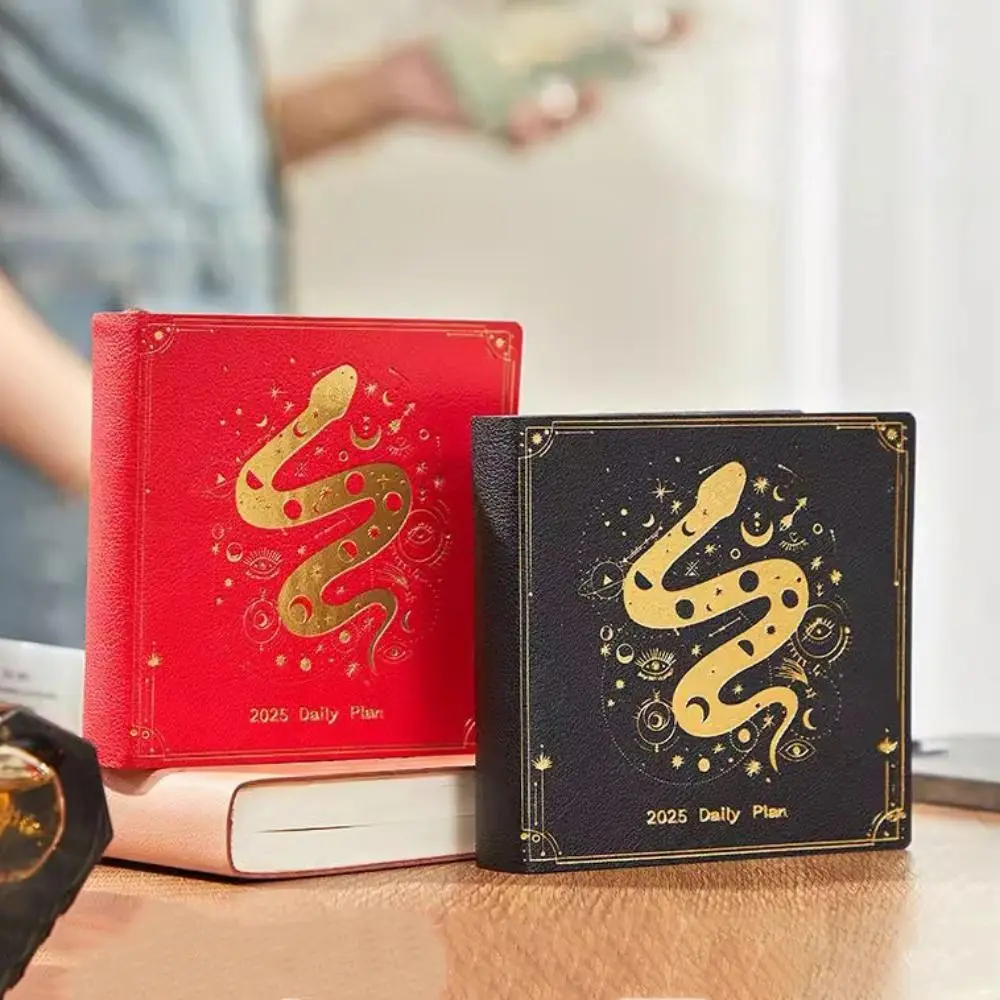 Portable Snake Year Notebook Square Snake Pattern Pocket Schedule Book 180 Sheets/360 Pages Diary Calendar Book School/Office