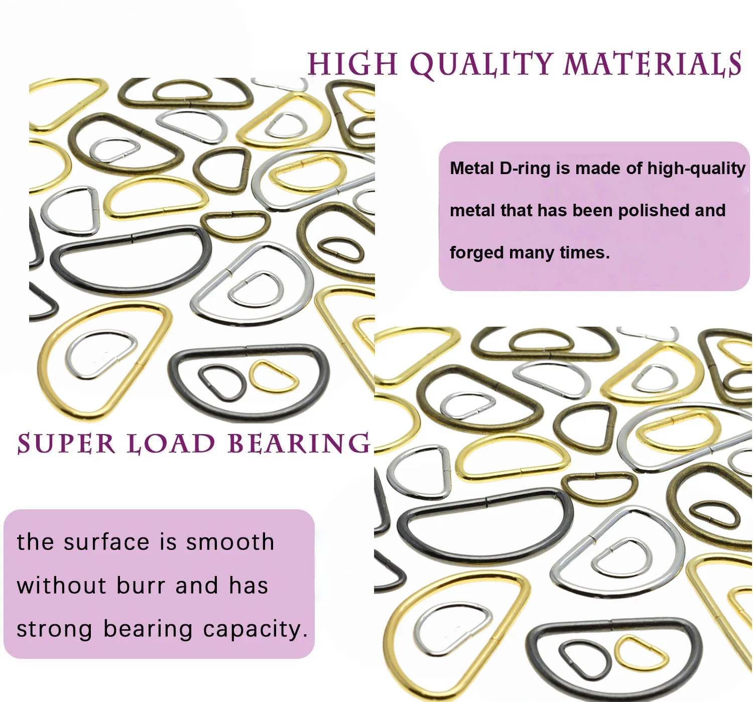 10pcs/pack D Ring Metal Ring Metal Clasp Belt Buckle Leather hardware bra hook Package accessories Webbing 10mm-38mm