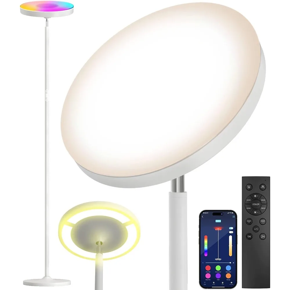 

Led Floor Lamp Double Side Lighting White with Remote Smart App 36W 2600LM Bright Tall Standing RGB Angle Multicolor Dimmable