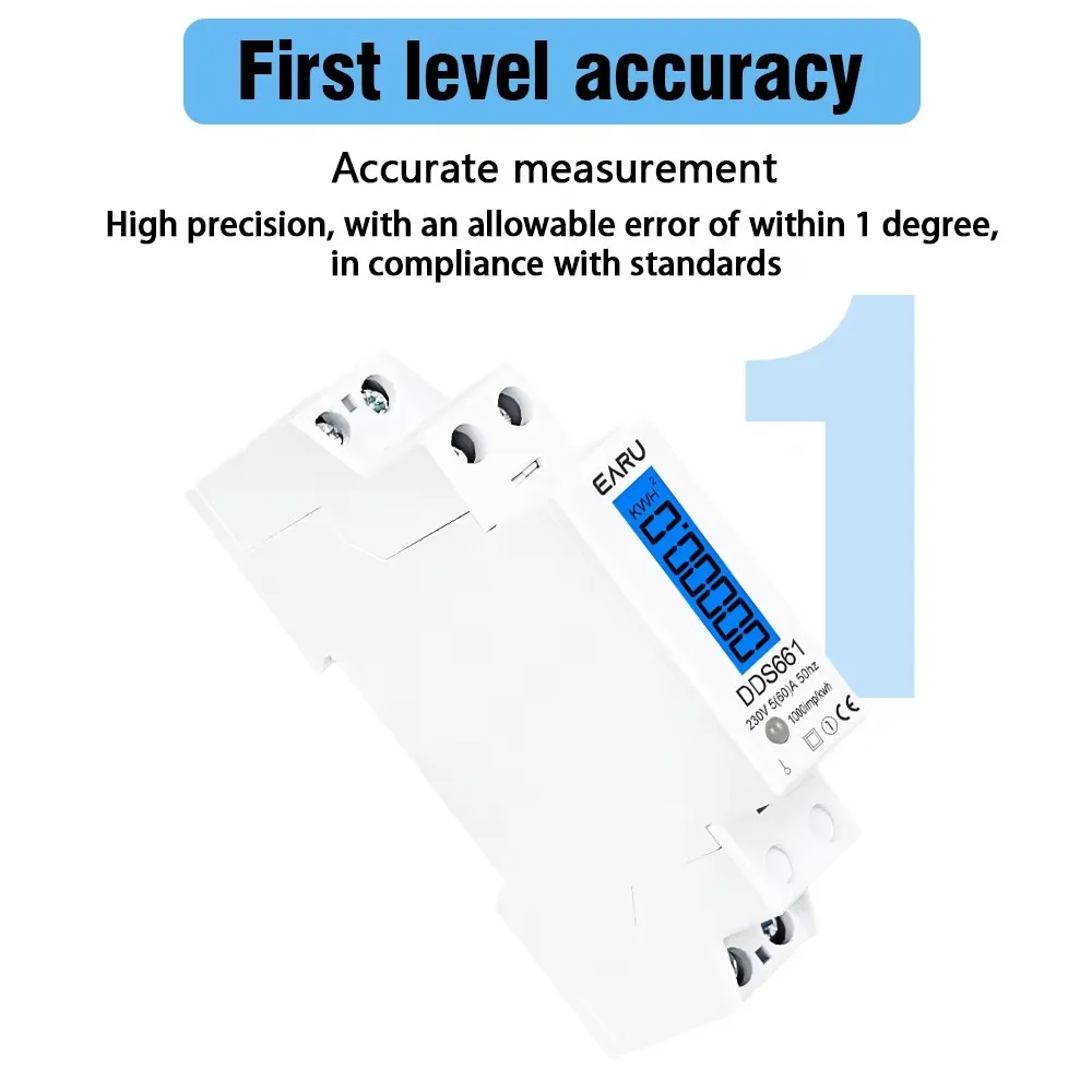 Single Phase Backlight Wattmeter Power LCD Digital Display Consumption Meter KWh 60A 110V 230VAC 50Hz Watt Din Rail Energy Meter