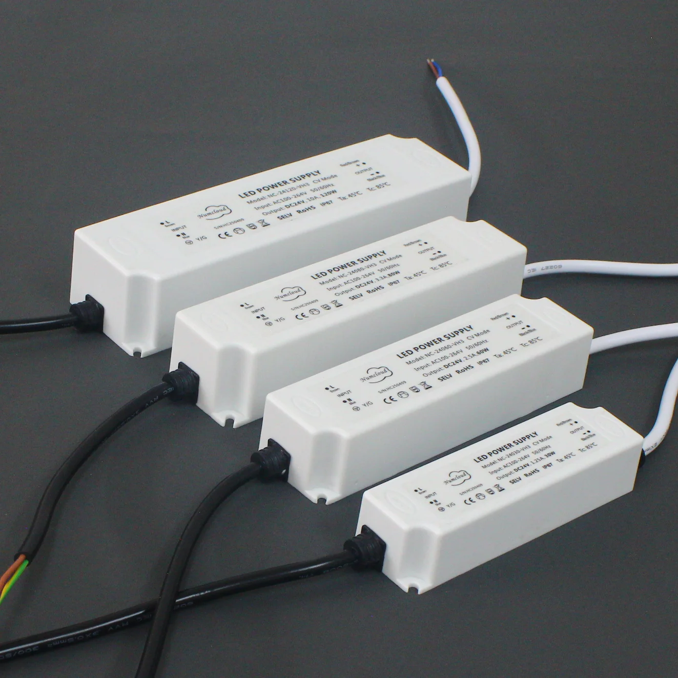 C.V DC12V/24V 30W LED driver switching power supply lighting transformer waterproof IP67 universal AC100-265V,Plastic shell