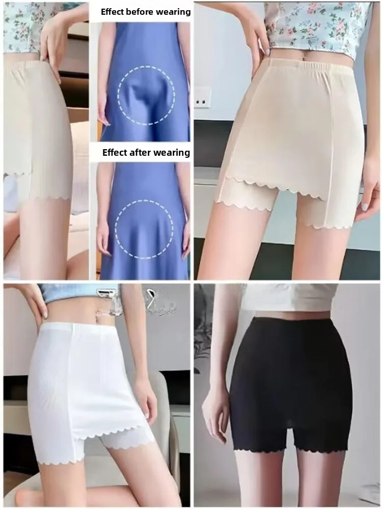 

Ice Silk Se Pants Women's mid Waist Underwear Tummy Control Prevent Exposure Boting Pants Sl e Coverage