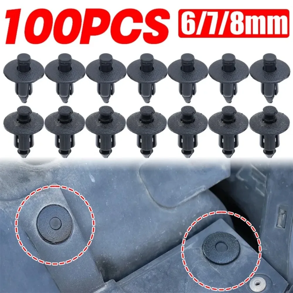 100/50pcs Car Plastic Fairing Rivet Setting Panel Fastener Clips 3 Size Mix Push Pin Auto Fastener 6mm 7mm 8mm Interior