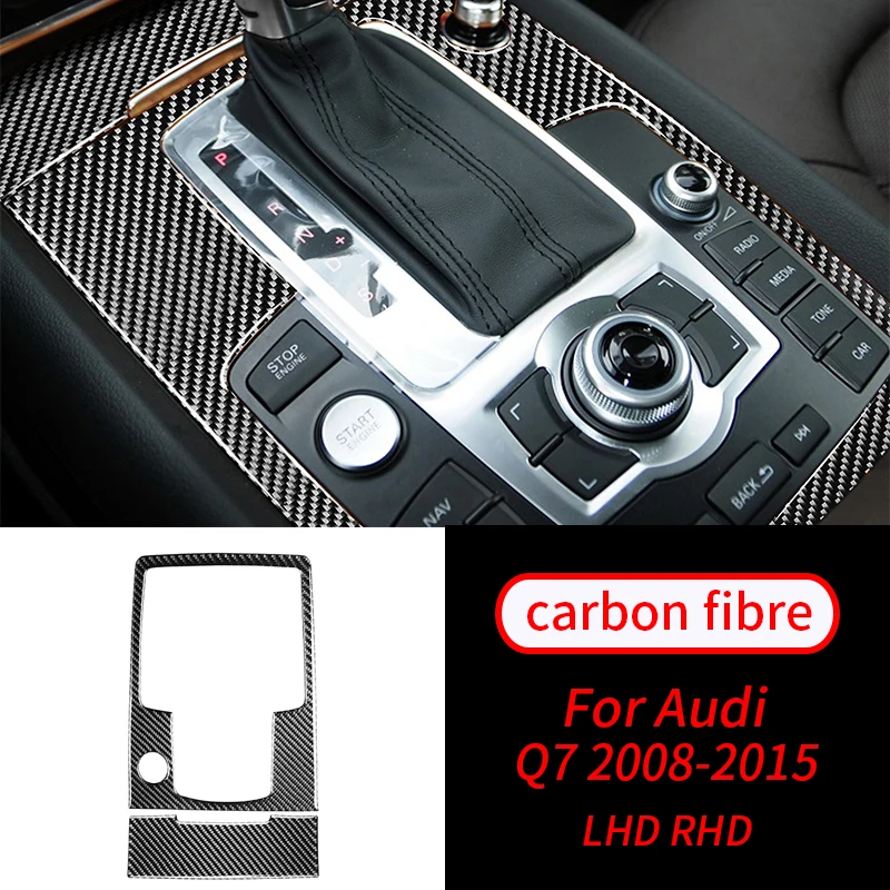 

For Audi Q7 08-15 Real Carbon Fiber Console Gearshift Water Cup Holder Decoration Cover Gear Multimedia Panel Car Accessories