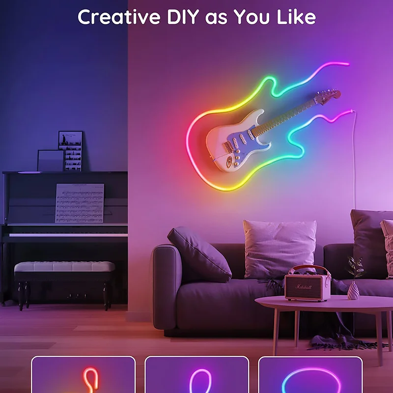 Neon LED RGB Strip Bluetooth RGB LED Strip Lights With Music Sync 10m/32.8ft LED Neon For Home Bedroom Gaming