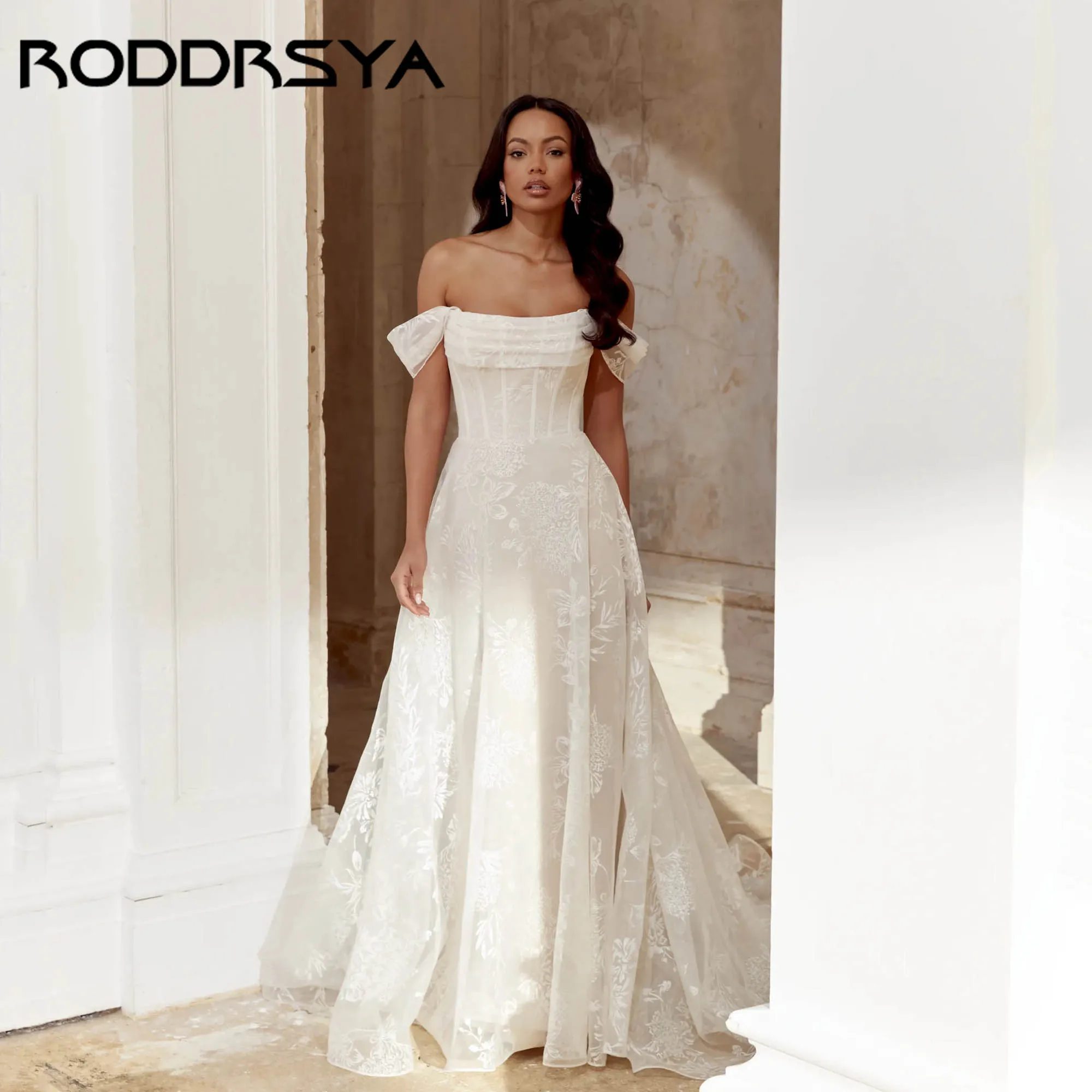 

RODDRSY A-line Strapless Bridal Dresses Off Shoulder Lace Elegant Wedding Gowns Backless Tulle vestidos de novia 2026 Customized