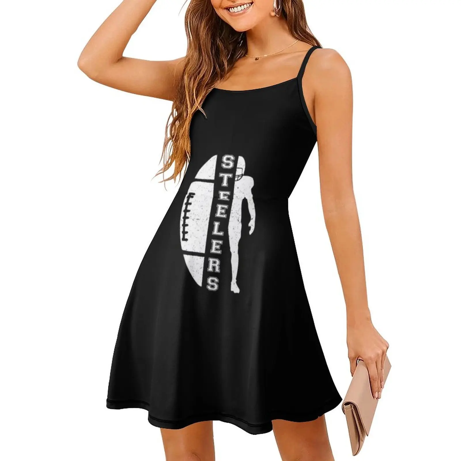 فستان قصير من Steelers-American Football Preppy Style للنساء على شكل حرف A فضفاض مناسب كاجوال للاستخدام اليومي لكرة القدم والرياضات الأمريكية #3