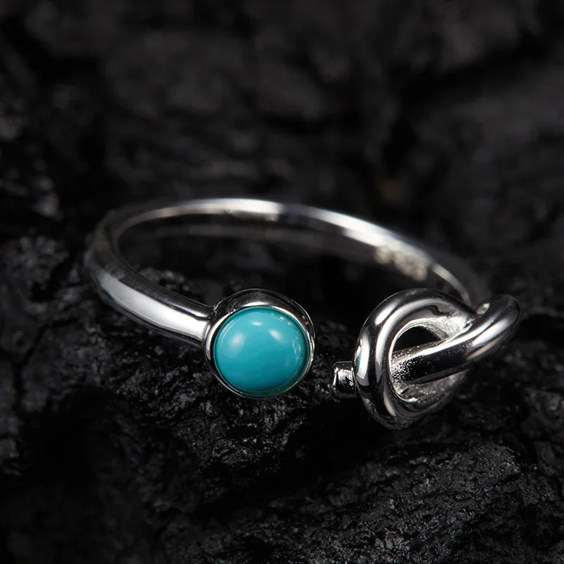 

Boho Chic 925 Silver Adjustable Ring Turquoise, Dawn's Jewel Trendy Fine Fashion Ring, Perfect for Layering anillos