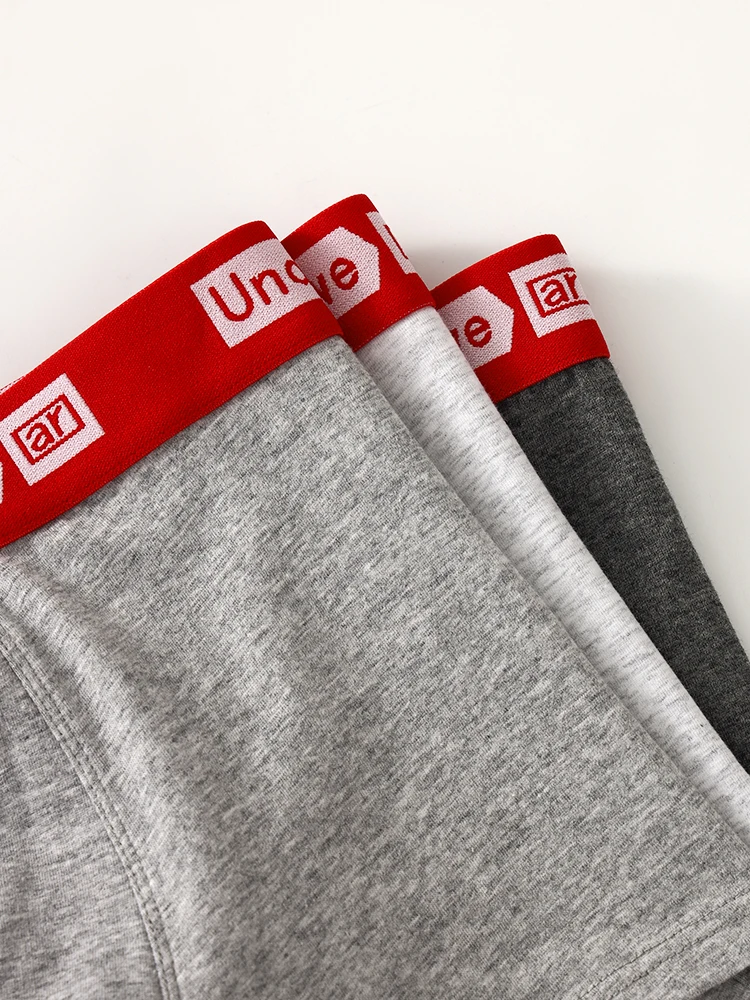 メンズ95%コットンボクサー6枚組「アンダーウェア」レッドウエスト：通気性と肌に優しい、ぴったりフィット、快適さとスタイルの完璧な組み合わせ