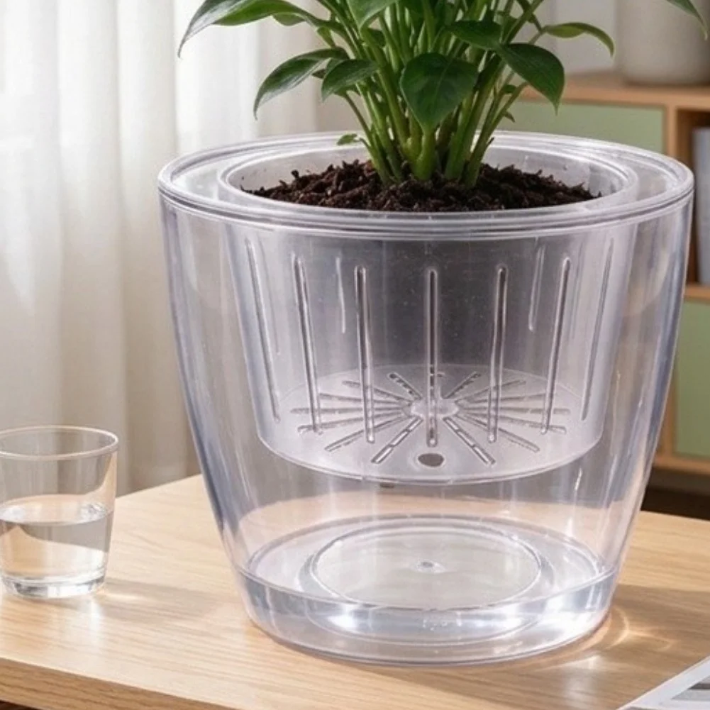 5Pcs Self-Watering Plant Pots With Reservoir, Automatic Water Absorption Basket For Indoor Herbs & Flowers, 15-Day Hydration For