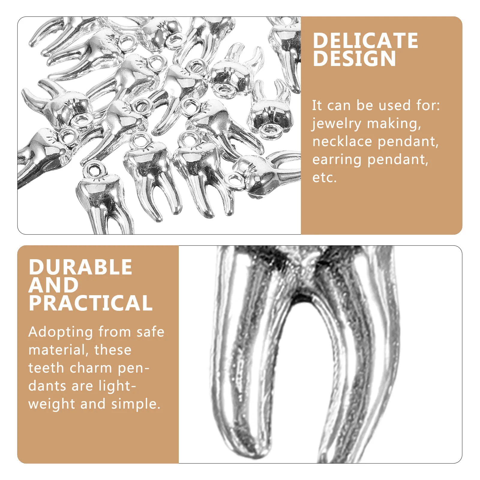 50Pcs Delicate Teeth Charms Multipurpose DIY Jewelry Making Accessories Gifts Tooth Ornament Teeth Jewelry Ornament Making