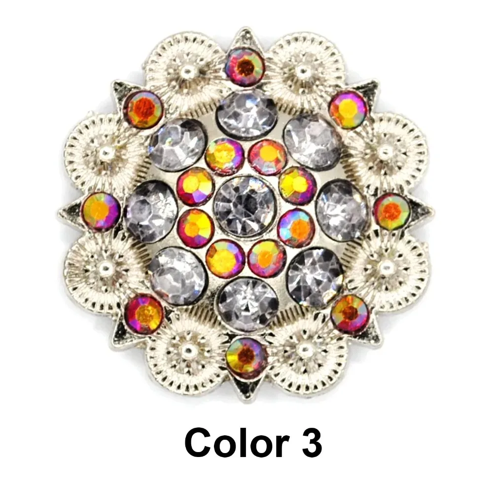 Orange Farbe Durchmesser 3,7 cm Metallblume Conchos weiße Strassdekoration Gürtelzubehör Zubehör