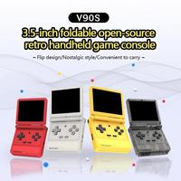 Powkiddy V90s Retro Flip Handheld Game Player 3.5 Inch Foldable Open-Sourse Handheld Console Pocket Mini Video Game Player New
