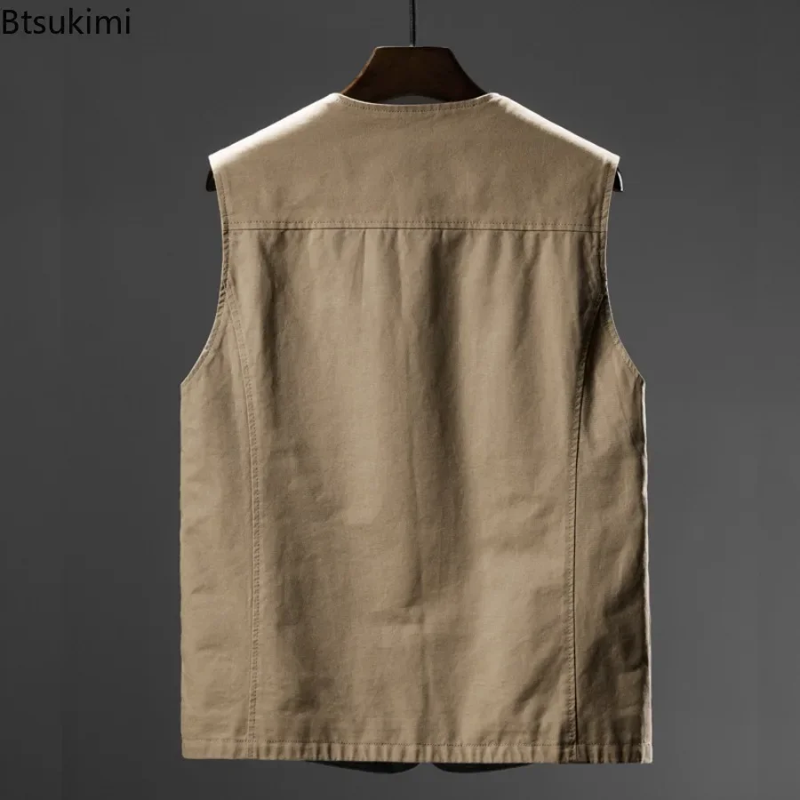 New Men's Sleeveless Vests Photographer Hooded Windbreak Quick Dry Mesh Big Pocket Vest Gilet Jackets for Men M-8XL Plus Size