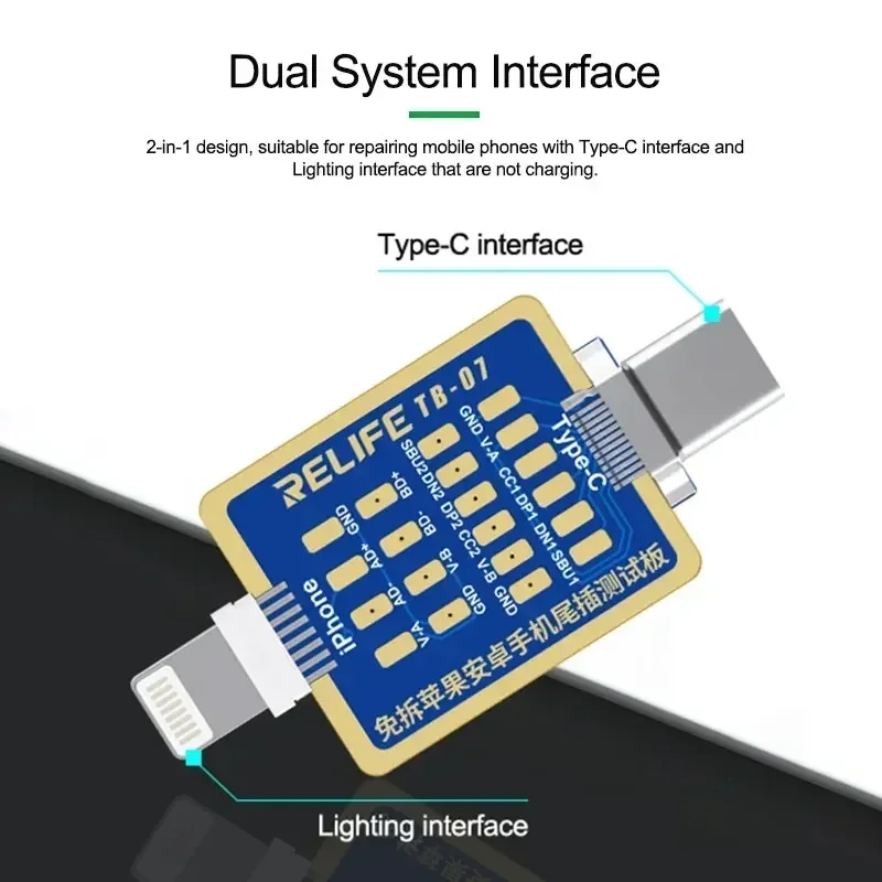 RELIFE TB-07 No-disassembly Mobile Phone Fault Detection Tail Board IPhone Android Fault Quick Location Repair Test Board Tool