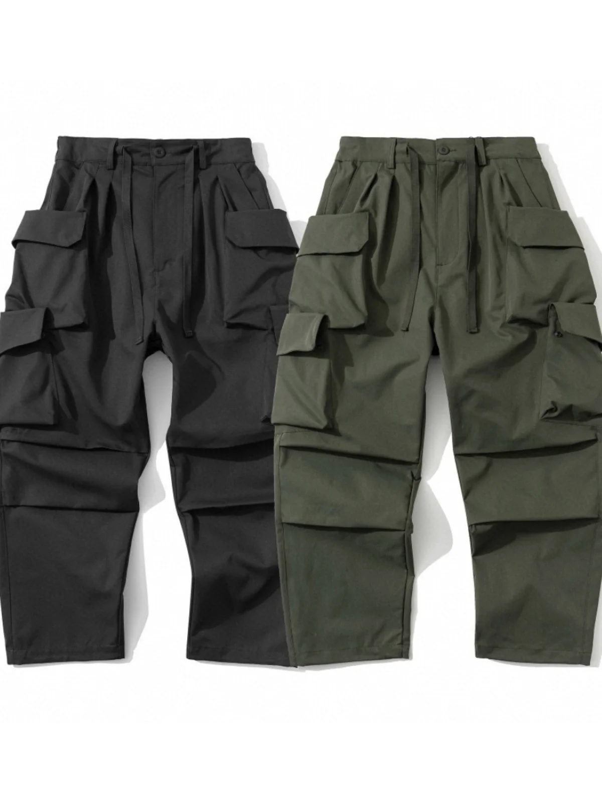 

Spring Casual Straight Leg Trousers for Boys Japanese Sle Workwear Khaki Color Cone-aped Pants Anti-Wrinkle Nylon Fabric