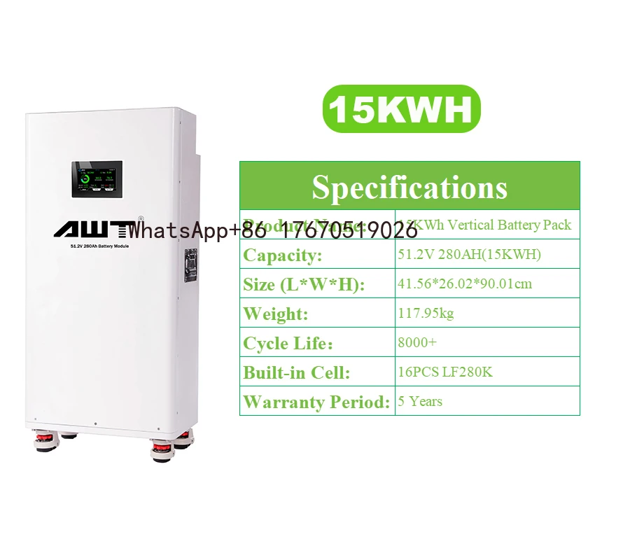 

Eu Stock Wholesale 15Kwh 16KWH DIY 51.2V Solar Lithium Battery 48V 280Ah 314Ah Lifepo4 Home Energy Storage Batteries System