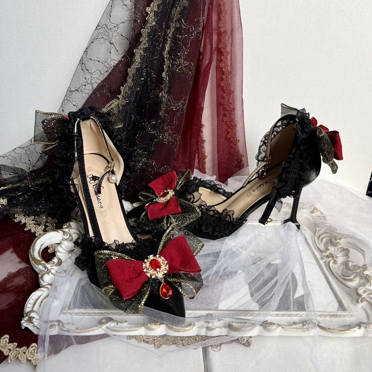 women\'s wedding shoes gothic ladies shoes to wear black elegant womens heels lolita goth shoes Mary Jane shoes for women bow