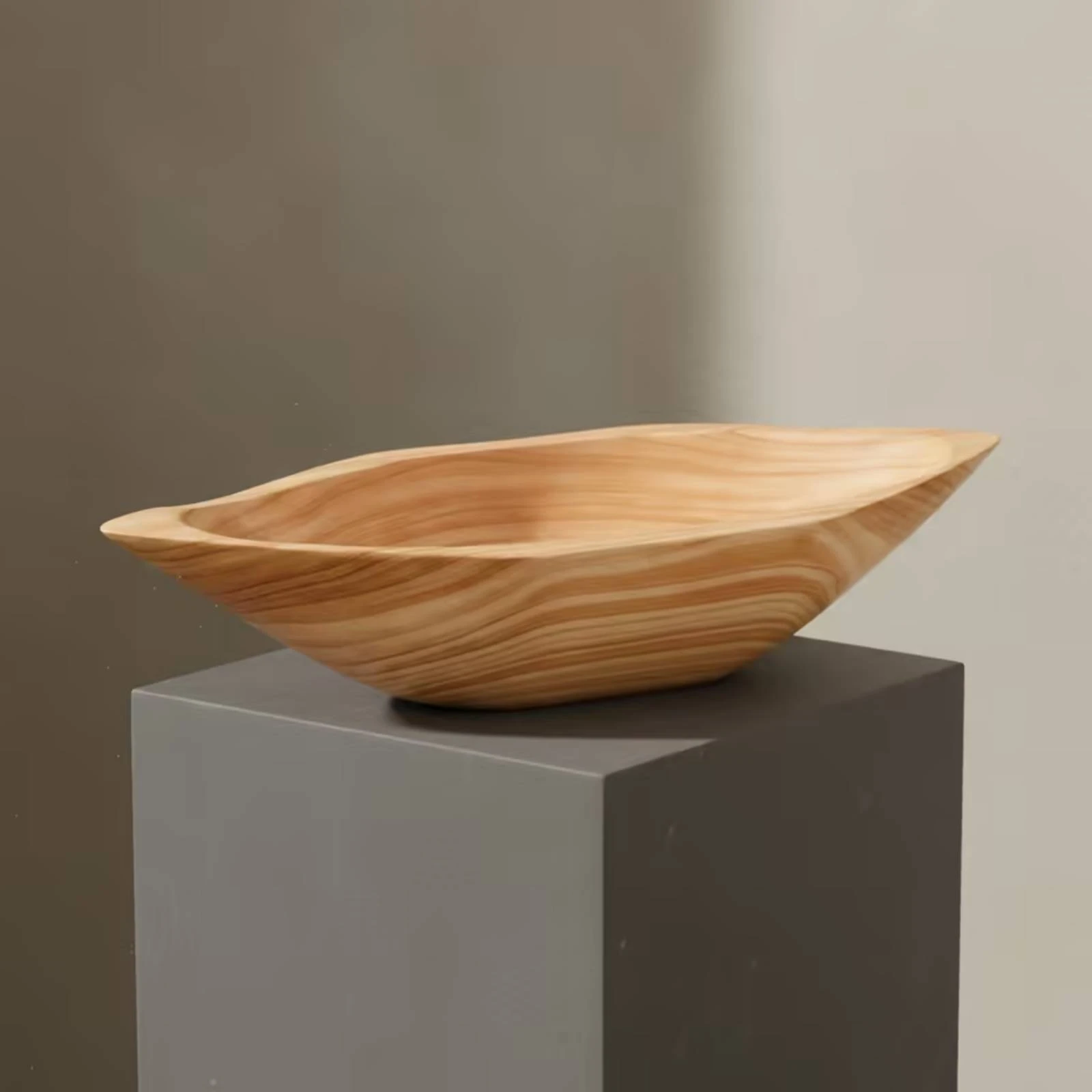 Acacia Wood Tray Interesting Shape Boat-Shaped Tray Wooden Fruit Bowl Unique Functional for Dining Table, Home Decor