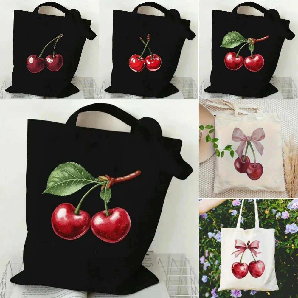 

Large Capacity Cherry Pattern Tote Bag - Durable Shoulder Handbag for Work Travel and Everyday Use Gift for Family and Friends