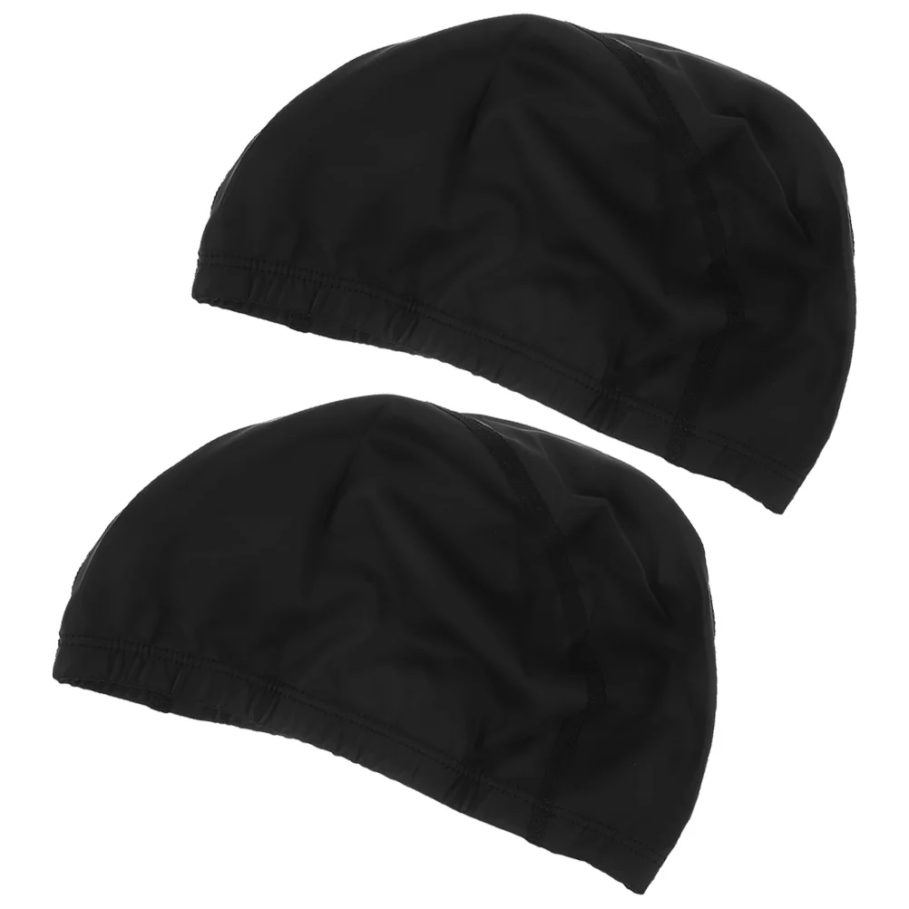 2 Pcs Swimming Cap for Hair Caps Girls Pu Braids and Dreadlocks Women Black Water Women's