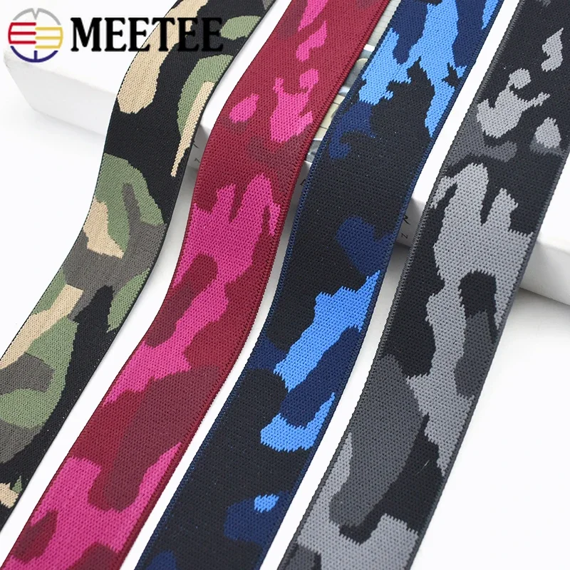 Meetee 1/2/3/5Meter 38mm Naaien Elastische Band Broek Elastiekjes Kleding Elastieken tape Camouflage Elasticiteit String Accessoires