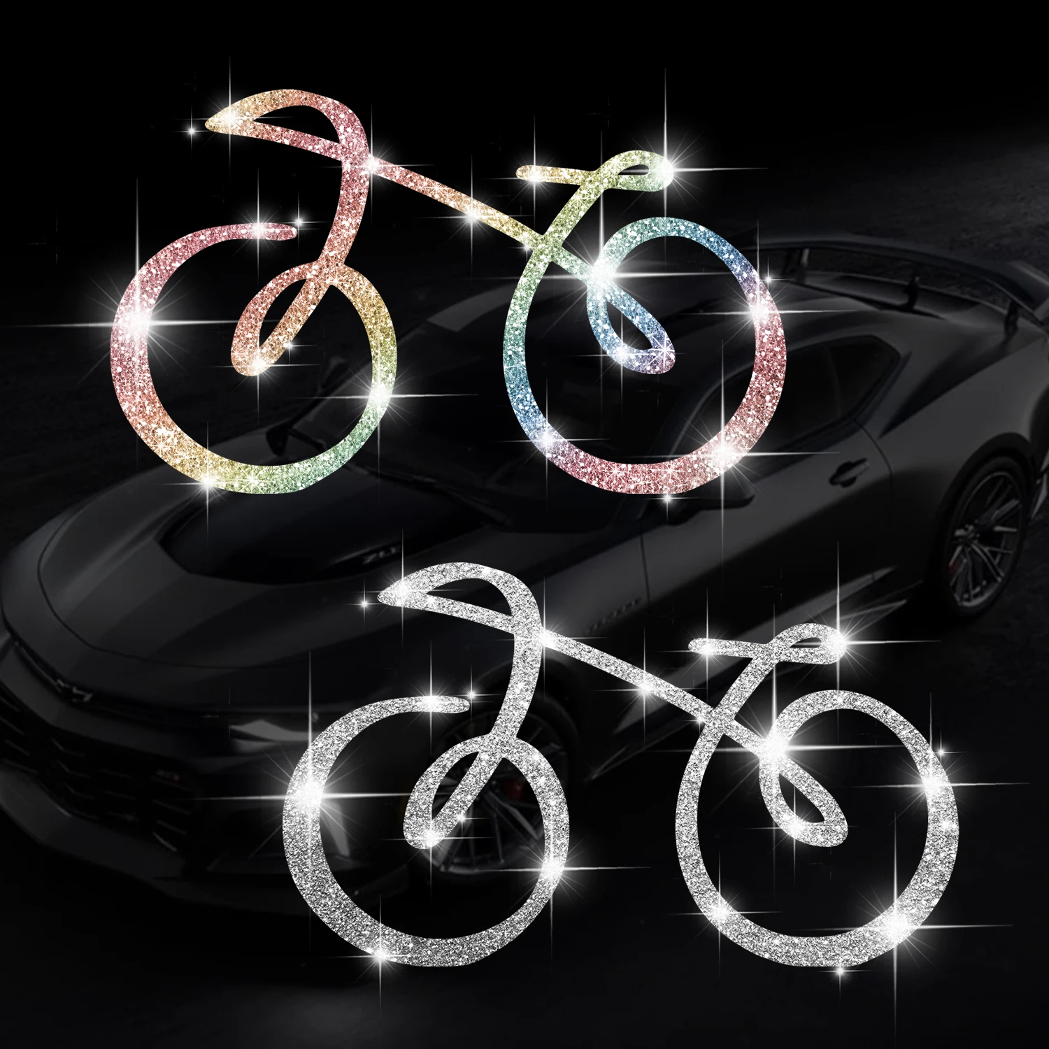 1개 반짝이는 자전거 자동차 스티커 자체 접착식 설치가 용이 자동차, 트럭, 오토바이에 적합 최고의 선물