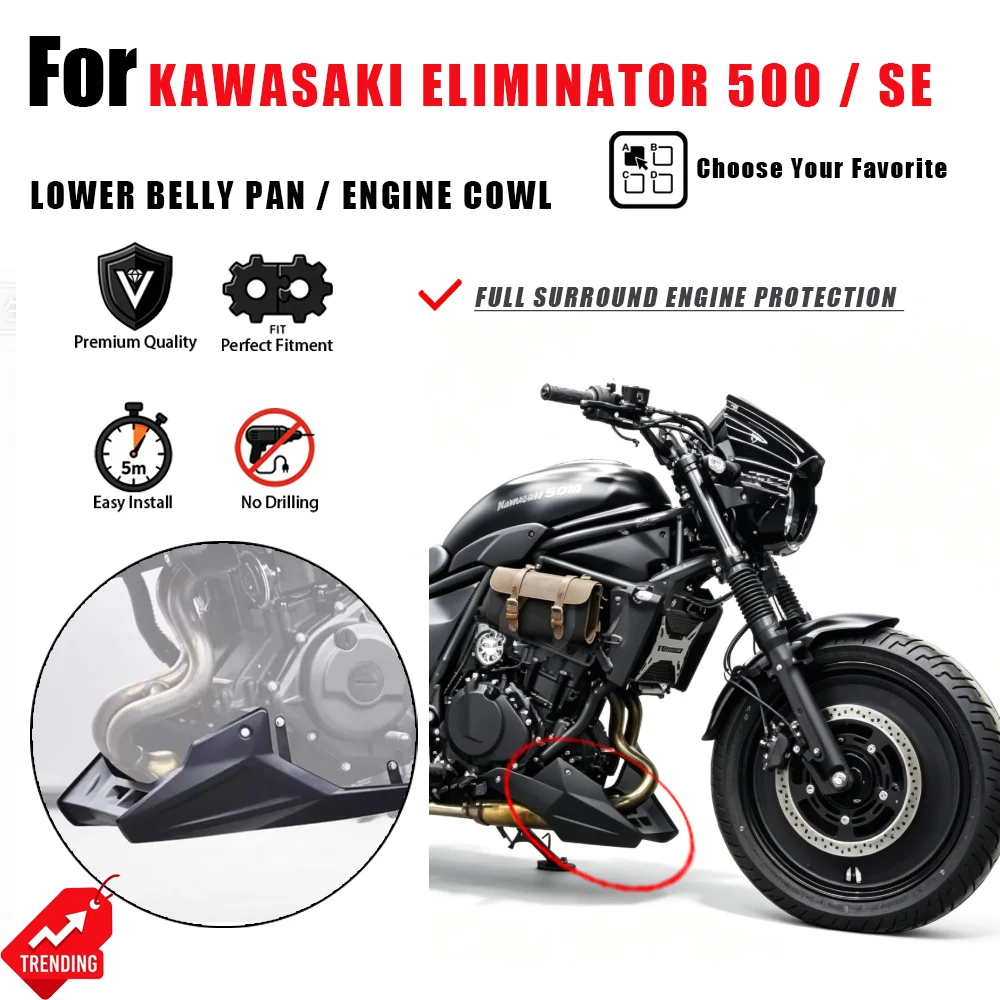 Para Kawasaki Eliminator 500 EL500: Protector de Motor Inferior, Carenado, Spoiler y Placa Protectora (Accesorios Moto Quilla)
