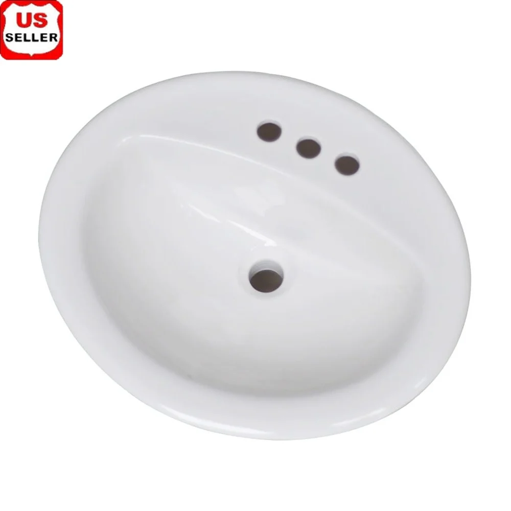 

Овальная вставная раковина 20x17, керамическая раковина, самообъемная конструкция, легко чистящееся приспособление для ванной комнаты, предварительно просверленные отверстия для смесителя, прочная стеклоя