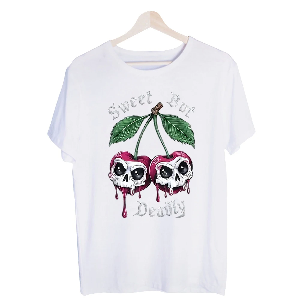 Men's Skull Cherry Graphic Tee, Short Sleeve Crew Neck T-Shirt for Streetwear and Casual Outfits