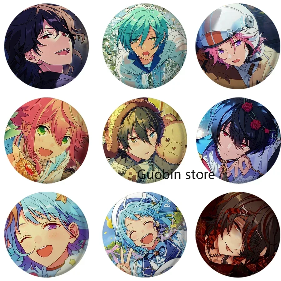 58mm New Hot Game Ensemble Stars Brooch Pin Idol Leo Tsukinaga Kohaku Oukawa Icon Badges Round Pins for Gamer Collect Fans Gift