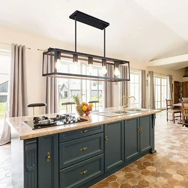 

Retro Industrial Style Iron Ceiling LED Pendant Lamp Chandelier for Dining Conference Room Bar Cable Adjust Lighting Fixture