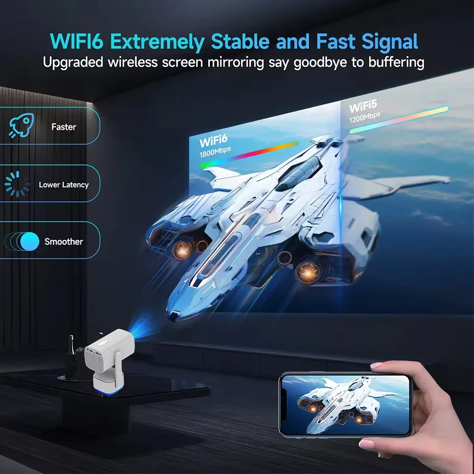 Projector With WiFi and Bluetooth 1080P Intelligent Projector Dolby Audio and Trapezoidal Projector Suitable For Home Projector