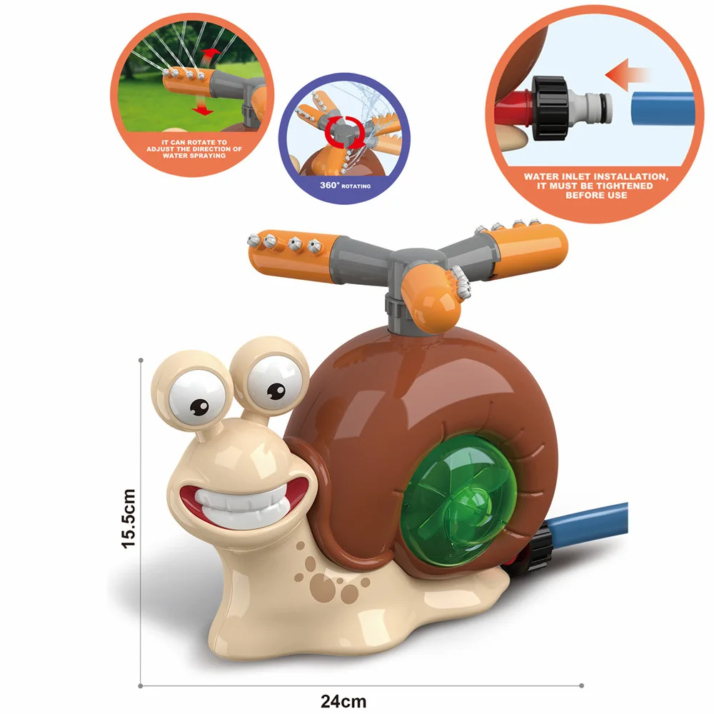 Water Spray Outdoor Toy Snail Sprinkler Backyard Garden Water Toys Summer Yard Cartoon Splash Sprinkler Baby Bath Toy for Kids