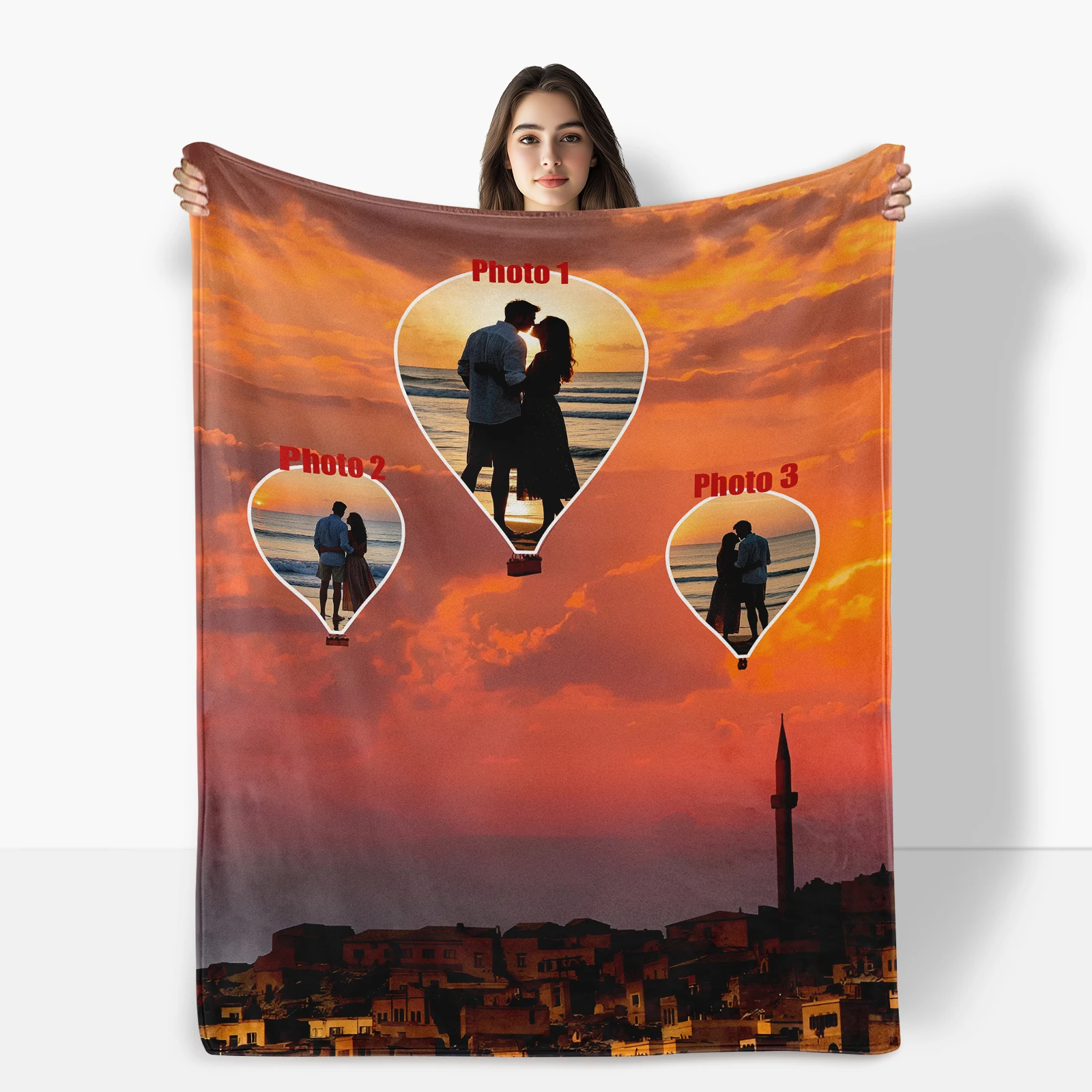 Hot Air Balloon Skyline Blanket Featuring Cityscapes And Tower Views A Cozy Tribute To Adventure And Urban Beauty