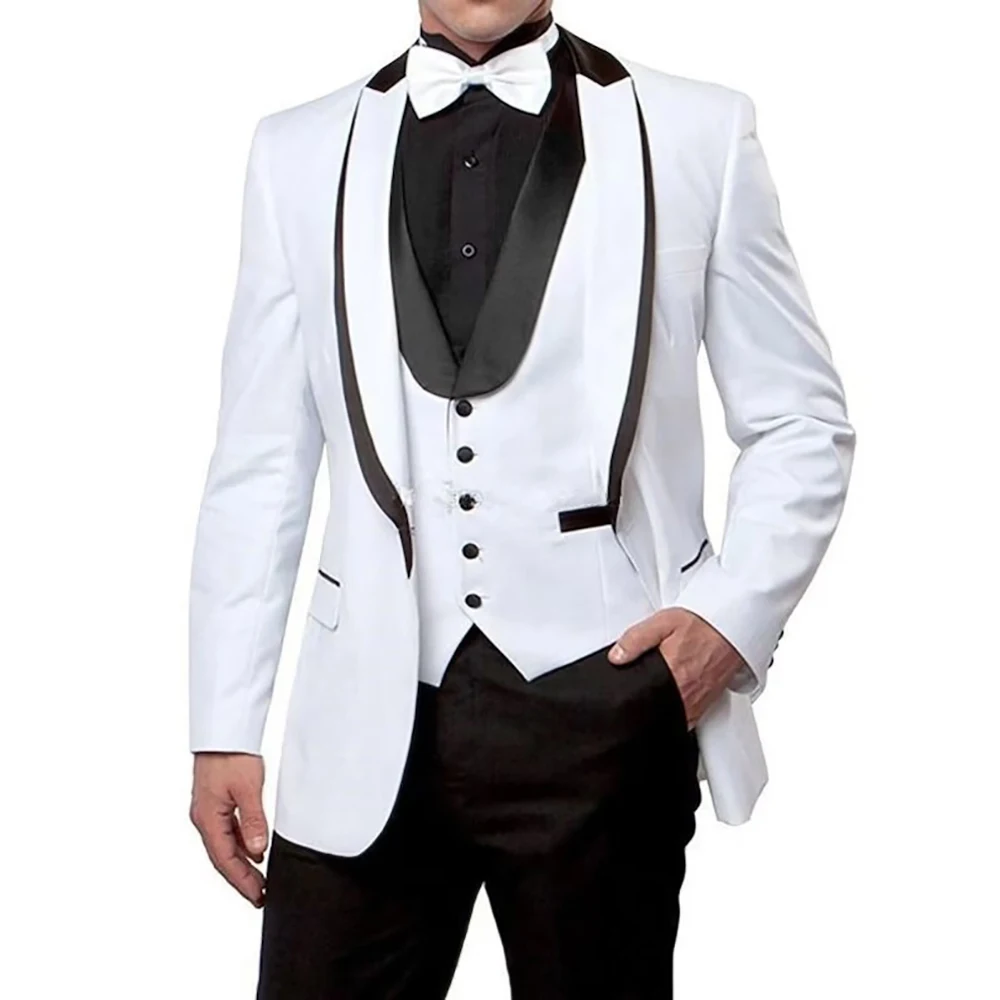 

STEVDITG Wedding Formal Men's Suits Single Breasted Shawl Lapel Flat Elegnat 3 Piece Jacket Pants Vest Tailor-made Tailor Made