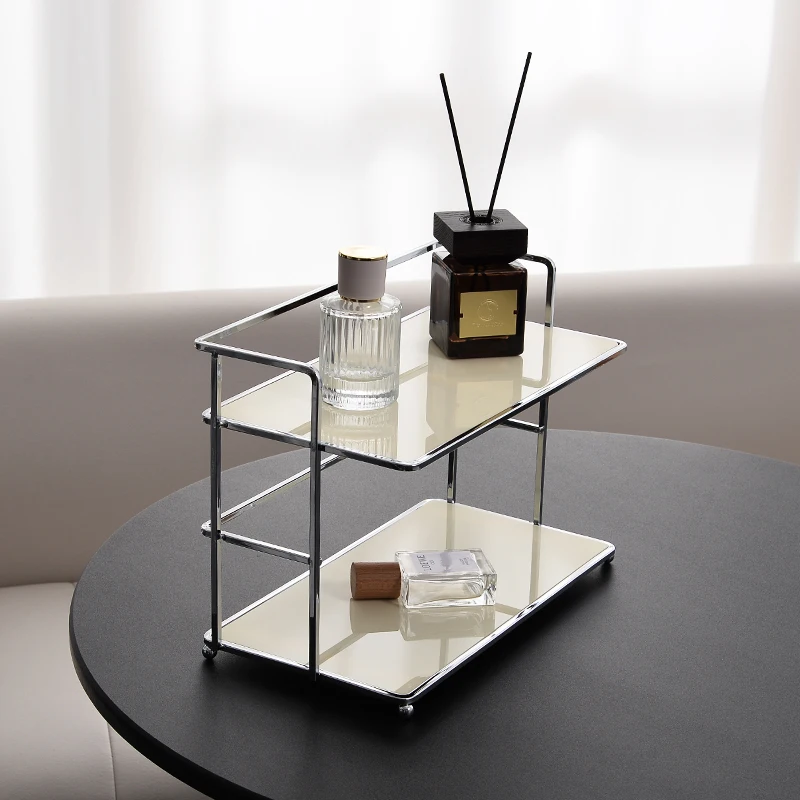 1pc double-layer desktop storage rack, multifunctional acrylic kitchen organizer, cup rack, water cup and coffee cup storage rack, suitable for living room, kitchen, bedroom, cosmetics, perfume, etc